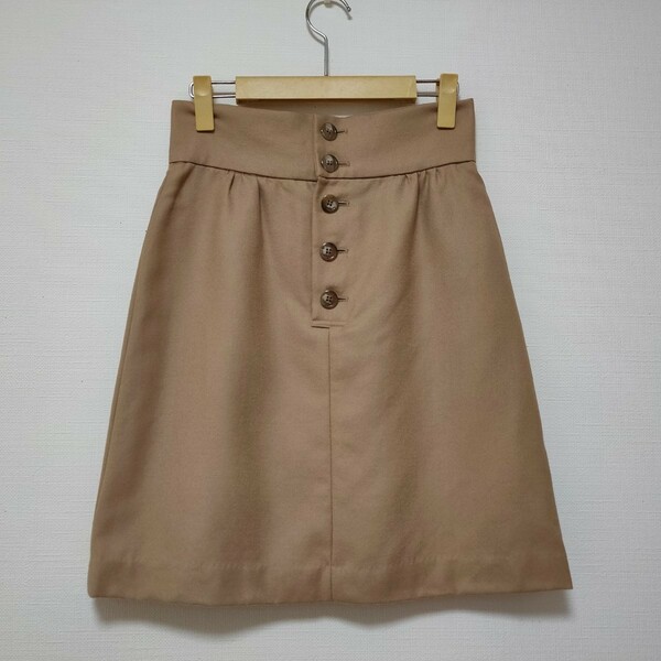 新品同様 スローブ イエナ SLOBE IENA 日本製 フレアスカート 薄手 ウール ベージュブラウン 38 台形