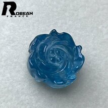 絶賛 EU製 定価5万円★ROBEAN・ブルーグリーンアクアマリン★パワーストーン アクセサリー 天然石 手彫り牡丹 約13.3*7.5mm 1003k221_画像5