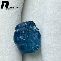 上品 EU製 定価5万円★ROBEAN・ブルーグリーンアクアマリン★パワーストーン アクセサリー 天然石 手彫り牡丹 ギフト 約14.3*8mm 1003k220_画像3