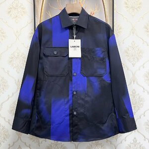 一枚限定EU製＆定価4万◆UABONI*Paris*長袖シャツ*ユアボニ*パリ発◆高級 快適 ゆったり 切替 個性 ライトアウター スタイリッシュ 春夏 L