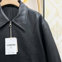 絶賛EU製＆定価15万◆UABONI*Paris*レザージャケット*ユアボニ*パリ発◆高級牛革 本革 防風 ライダース 革ジャン アウトドア 定番 2XL/52_画像6