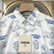 個性EU製＆定価3万◆UABONI*Paris*半袖シャツ*フランス*パリ発◆上品 薄手 総柄 キャラクター アロハシャツ おしゃれ カジュアル M/46_画像4