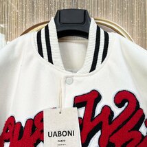 最高級EU製＆定価7万◆UABONI*Paris*スタジャン*ユアボニ*パリ発◆高品質カシミヤ 保温 アメカジ 刺繍 レトロ スポーティ OFF-WHITE 2XL/52_画像4