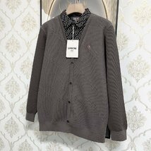 上品EU製＆定価5万◆UABONI*Paris*長袖ポロシャツ*ユアボニ*パリ発◆高級 裏起毛 防寒 快適 切替 ニット レトロ 通勤 紳士 ビジネス 2XL/52_画像6