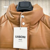 最高峰EU製＆定価23万◆UABONI*Paris*極地防寒レザー・ダウンジャケット*ユアボニ*パリ発◆最上級羊革・ムートン グースダウン90％ M/46_画像4