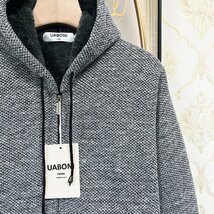 一枚限定EU製&定価5万◆UABONI*Paris*ジャケット*ユアボニ*パリ発◆ウール/コットン混 裏起毛 軽量 柔らかい 防寒 フード付き ブルゾン M/4_画像6