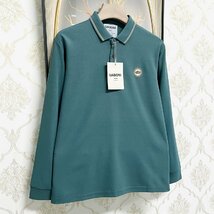 ★★枚数限定EU製＆定価4万◆UABONI*Paris*POLOシャツ*ユアボニ*パリ発◆高級リネン/麻生地 薄手 長袖 ポロシャツ クラウン ゴルフ 2XL/52_画像5