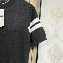 逸品EU製＆定価3万◆UABONI*Paris*半袖Tシャツ*ユアボニ*パリ発◆上級ウール 伸縮性 通気 切替 シンプル サマーニット 紳士 夏 L/48サイズ_画像5