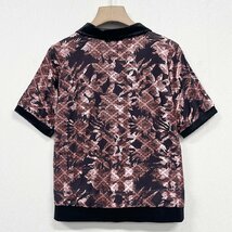 上級ヨーロッパ製※定価2万◆ブルガリア発※RISELIN 半袖Tシャツ 薄手 快適 艶 個性 総柄 透かし レトロ感 トップス レディース XL/50_画像2