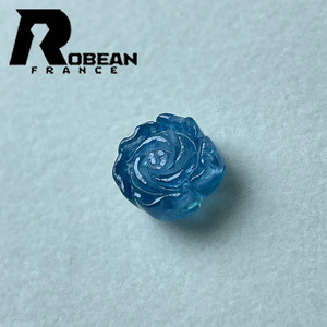 上品 EU製 定価5万円★ROBEAN・ブルーグリーンアクアマリン★パワーストーン 天然石 手彫り牡丹 ギフト 約11.8*6.9mm 1002H073