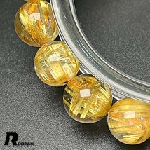 貴重 EU製 定価19万円★ROBEAN・タイチンルチル★黄金針水晶 ゴールド ブレスレット 九星開運 天然石 金運 お守り 10-10.7mm 1003k679_画像4