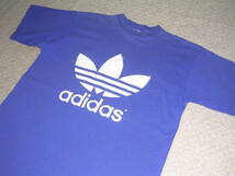 90s USA製 アディダス adidas 両面トレフォイル Tシャツ M 青/白 vintage デカロゴ old_画像1