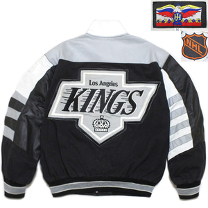 90's USA製! JEFF HAMILTON ビンテージ NHL Los Angels KINGS スタジャン♪ ジェフハミルトン bulls レザー starter ジャケットraiders 80s