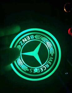 メルセデス・ベンツ Mercedes Benz ロゴ 車載 装飾コースター LEDドリンク ホルダー LEDコースター 2枚セット（色を自由に変える）