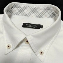 バーバリーブラックレーベル■ノバチェック使い ホース刺繍 3(L) 白 オックスフォード長袖BDシャツ BURBERRYBLACKLABEL■_画像3