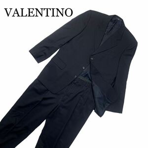 VALENTINO ヴァレンティノ セットアップ スーツ 黒 ストライプ 総裏 サイドベンツ サイズ54