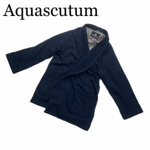 Aquascutum アクアスキュータム コート ネイビー L アウター ガウンコート 