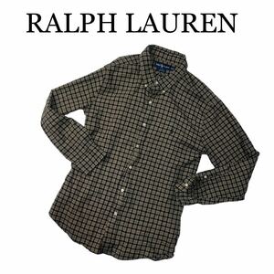 RALPH LAUREN ラルフ ローレン 長袖シャツ 黒/クリーム色系 チェック XL ボタンダウン BLAKE ヴィンテージ 