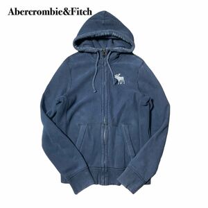 Abercrombie&Fitch アバクロ ジップアップ ネイビー紺 パーカー 刺繍ロゴ M