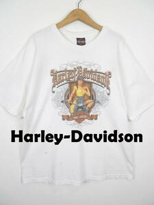 【ボロ】ハーレーダビッドソン ★ ペンキ汚れ ダメージ Tシャツ XXL程度 ★ Harley Davidson アメリカ USA 古着 オーバーサイズ 大きい
