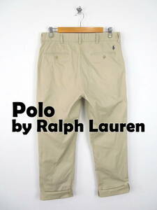 ポロバイラルフローレン ★ SMITH PANTS チノパン W34 ★ Polo by Ralph Lauren ワイド ルーズ パンツ メンズ ベージュ アメカジ 古着