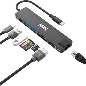 USB C ハブ 7in1 4K HDMI/有線LAN 100Mps /PD 100W /USB3.0 & USB2.0 ポート/TF & SDスロット変換アダプタ type c USB Cデバイス I165