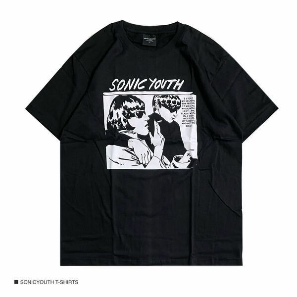 新品 SONICYOUTH ソニックユース 半袖 Tシャツ ロック バンドT カジュアル シャツ Lサイズ