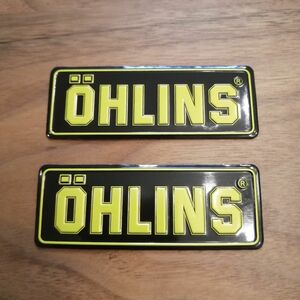 OHLINS（オーリンズ） 黒色 アルミ耐久ステッカー×2枚 縦30㎜×横80㎜