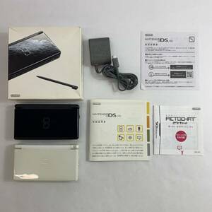 (25426)〓【1円～】ニンテンドーDS Lite 2台セット 【任天堂/USG-001/クリスタルホワイト/ジェットブラック/携帯ゲーム機】 中古品