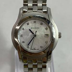 (25737)▽【1円スタート】グッチ GUCCI 5500L シェルホワイト文字盤 ダイヤモンド 12P レディース 腕時計 中古品