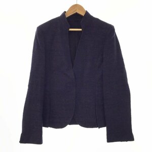 * super-beauty goods K.T KIYOKO TAKASEki width ta spool long sleeve tweed stand-up collar jacket lady's size 9 navy outer 018201 2BB/41790