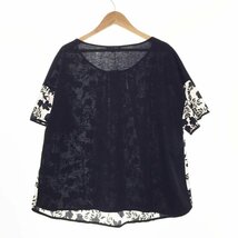 ★未使用タグ付 TO BE CHIC トゥービーシック セットアップ 花柄 半袖ブラウス レディース44 ホワイト×ブラック W7S19-367-09 2BA/41822_画像7