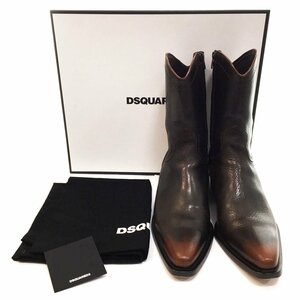 ◆超美品 DSQUARED2 ディースクエアード BOM0003 ウエスタンレザーブーツ メンズ43 28cm程度 ダークブラウン ミドルブーツ 5AB/41840