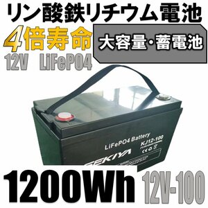 リン酸鉄リチウム電池、サブ電池を簡単蓄電池、1300W作る蓄電池、【西濃営止送料無料】SEKIYA LiFePO4 リン酸鉄リチウム　12v100Ah