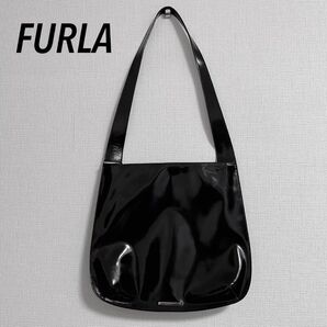 FURLA エナメル トートバッグ ブラック