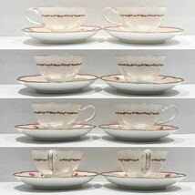 【ag2304004.5】素敵カップルティセット☆ ナルミ　NARUMI BONE CHINA MADE IN JAPAN サーモンピンク　バラ　金縁　カップ＆ソーサー2客_画像3