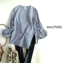 マカフィー(MACPHEE)ボタン付きストライプシャツ トゥモローランド　36　ブルー　送料185円_画像1