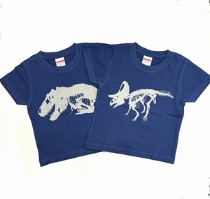 [ Edo ..] half-price and downward child T-shirt 2 pieces set dinosaur .. cotton 100% Kids 100 size indigo 