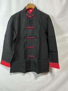 チャイナ服 カンフー ジャケット メンズ ワイン XL 175 中華風 高級綿 老粗布 綿100% 年中 黒/赤