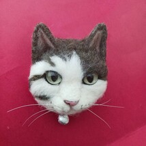 もたこ 羊毛フェルト猫 羊毛フェルトリアル猫 ハンドメイド 羊毛フェルト ネコ 猫　キジトラブチ柄　キジトラ猫　キジトラ柄　キジトラ_画像2