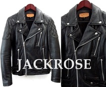 上質 羊革■JACKROSE:ジャックローズ■ラムレザー ダブル ライダース ジャケット/ロンジャン/ブラック/size2(M)/ヨーロピアン/黒/パデット_画像1