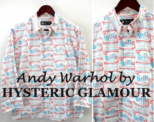 Andy Warhol BY Hysteric Glamour/アンディーウォーホル×ヒステリックグラマー/Brillo 総柄 ボタンダウンシャツ/ホワイト/Msize