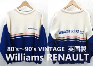 80's～90's 当時物/英国製/Williams RENAULT:ウィリアムズ ルノー/F1 オフィシャル チーム ニット セーター/Msize/ジャンパー ジャケット