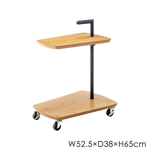 サイドテーブル 幅53cm キャスター付き 木製 おしゃれ 北欧風 ミニテーブル 天然木 スチール 棚付き 取っ手付き 2段タイプ MAZUK-0145