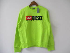 *DIESEL/ diesel * unused SCREWDIVISION OVER FELPA sweat sweatshirt 14Y 155cm~ fluorescence yellow lady's child 