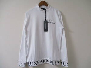 ☆LUXE AKM PLUS/リュクスエイケイエムプラス☆未使用 袖ロゴモックネック長袖Tシャツ サイズ：L ホワイト ゴルフ スポーツ ジム おしゃれ