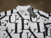 ☆LUXE AKM PLUS/リュクスエイケイエムプラス☆未使用 総柄ロゴモックネック半袖Tシャツ サイズ：L ゴルフ スポーツ ジム 吸湿速乾 _画像4