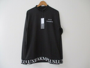 ☆LUXE AKM PLUS/リュクスエイケイエムプラス☆未使用 裾ロゴモックネック長袖Tシャツ サイズ：XL ブラック ゴルフ トレーニング ジム