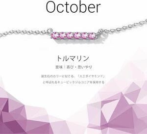 ネックレス ジルコニア シルバー925 レディース 金属アレルギー対応 小粒 小豆チェーン 誕生石 10月 トルマリン