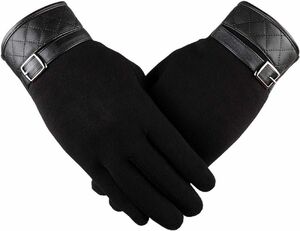 メンズサイクリンググローブフルフィンガータッチスクリーングローブ濃厚暖かい 手袋 メンズ ブラック
